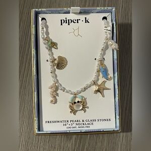 Piper K Freshwater Pearl Necklace with Sea Creature Charms